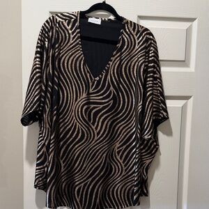 Adrienne Black and Gold Wave Blouse